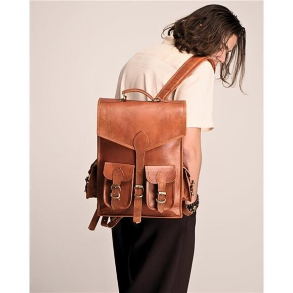 Genuine Leather Backpack for Men, 15 Inch Laptop Bag, Leather Travel Backpack main image 6